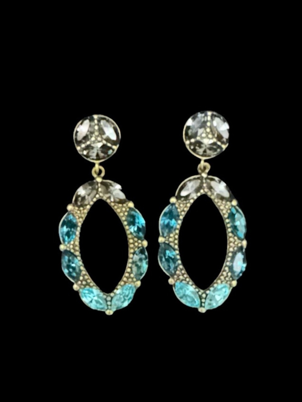 Silpada KR Gold-Tone Blue Crystal Drop Earrings